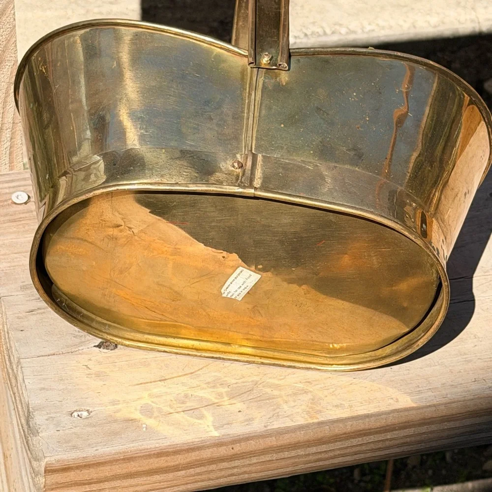 Vintage Solid Brass Bucket with Handle • Patina Decor‎ Piece